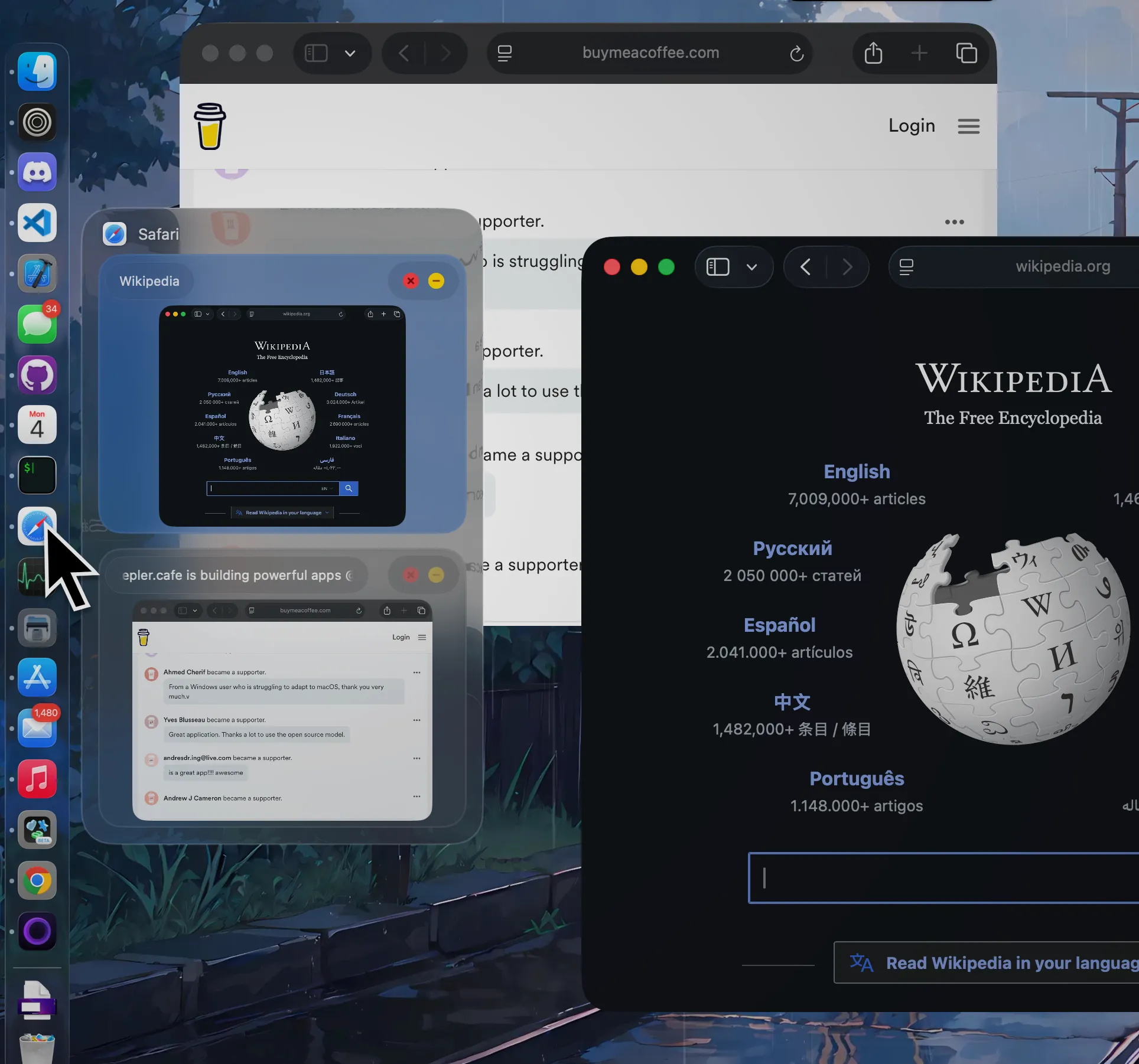 DockDoor live window previews above the macOS Dock