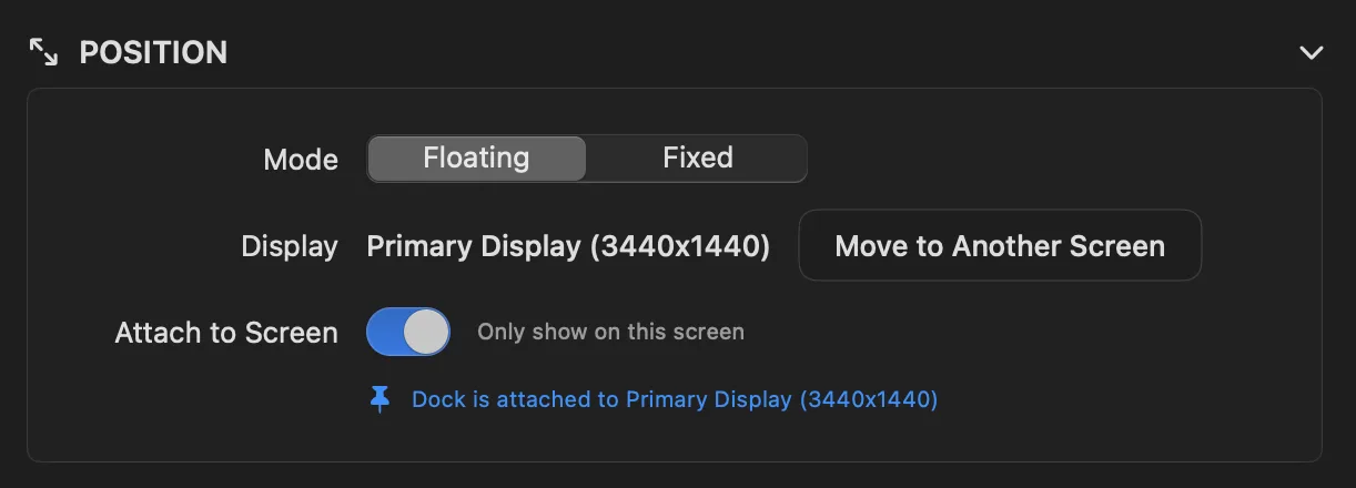 Dock position controls