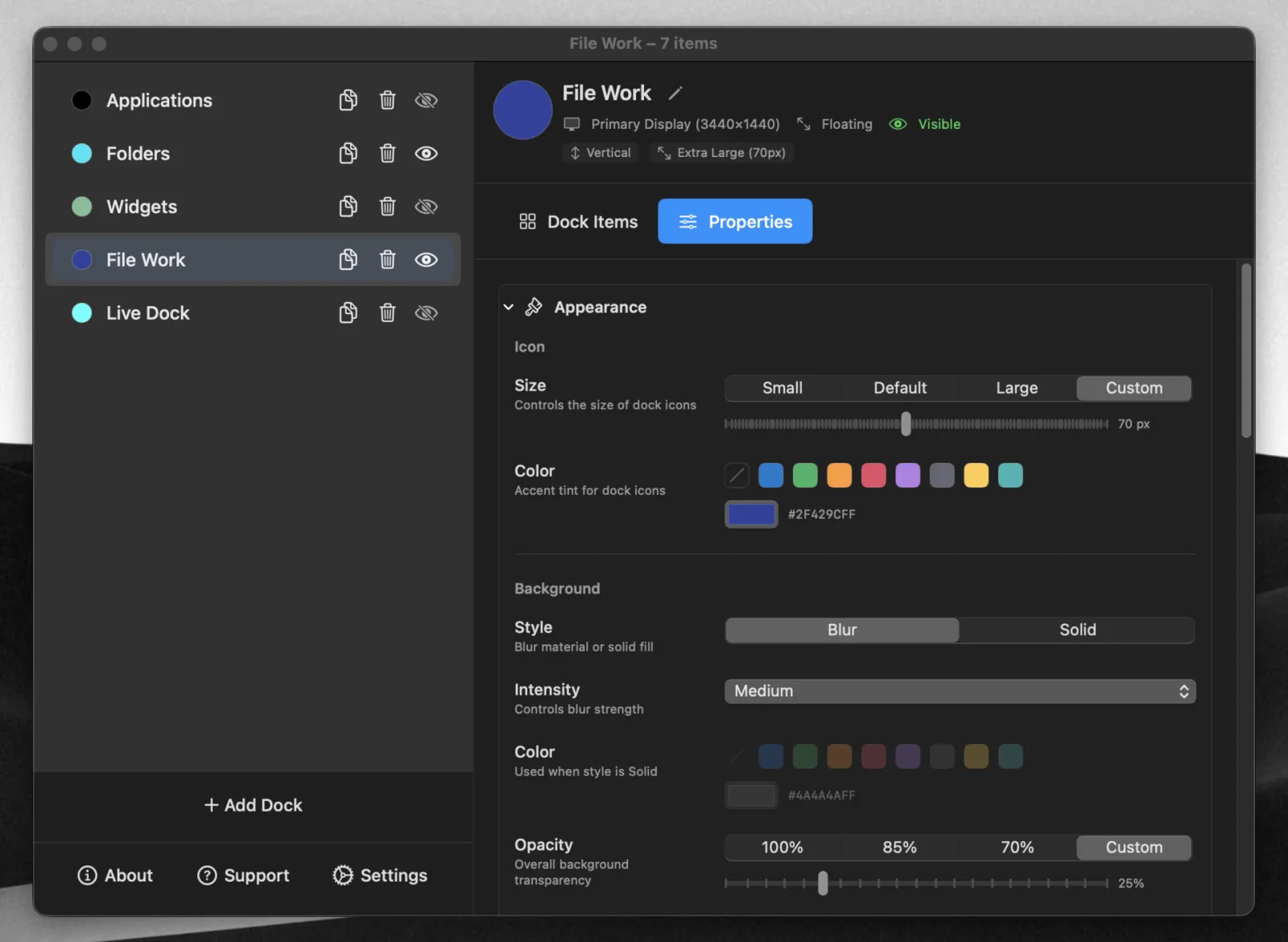 The redesigned Settings screen