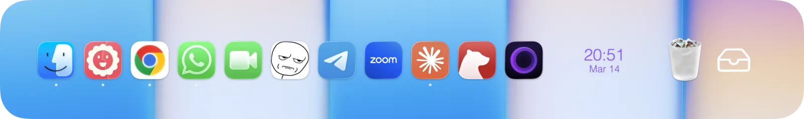 A dock with opacity set to zero