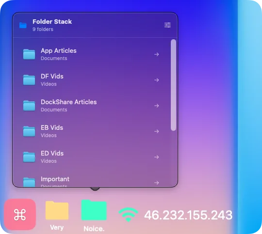 Folder Stack widget showing its folders