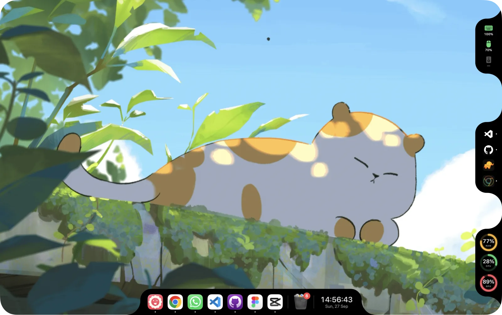Three notch docks on one screen edge, at the leading, center, and trailing positions