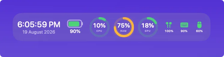 The Bluetooth Battery widget listing connected devices and their battery levels