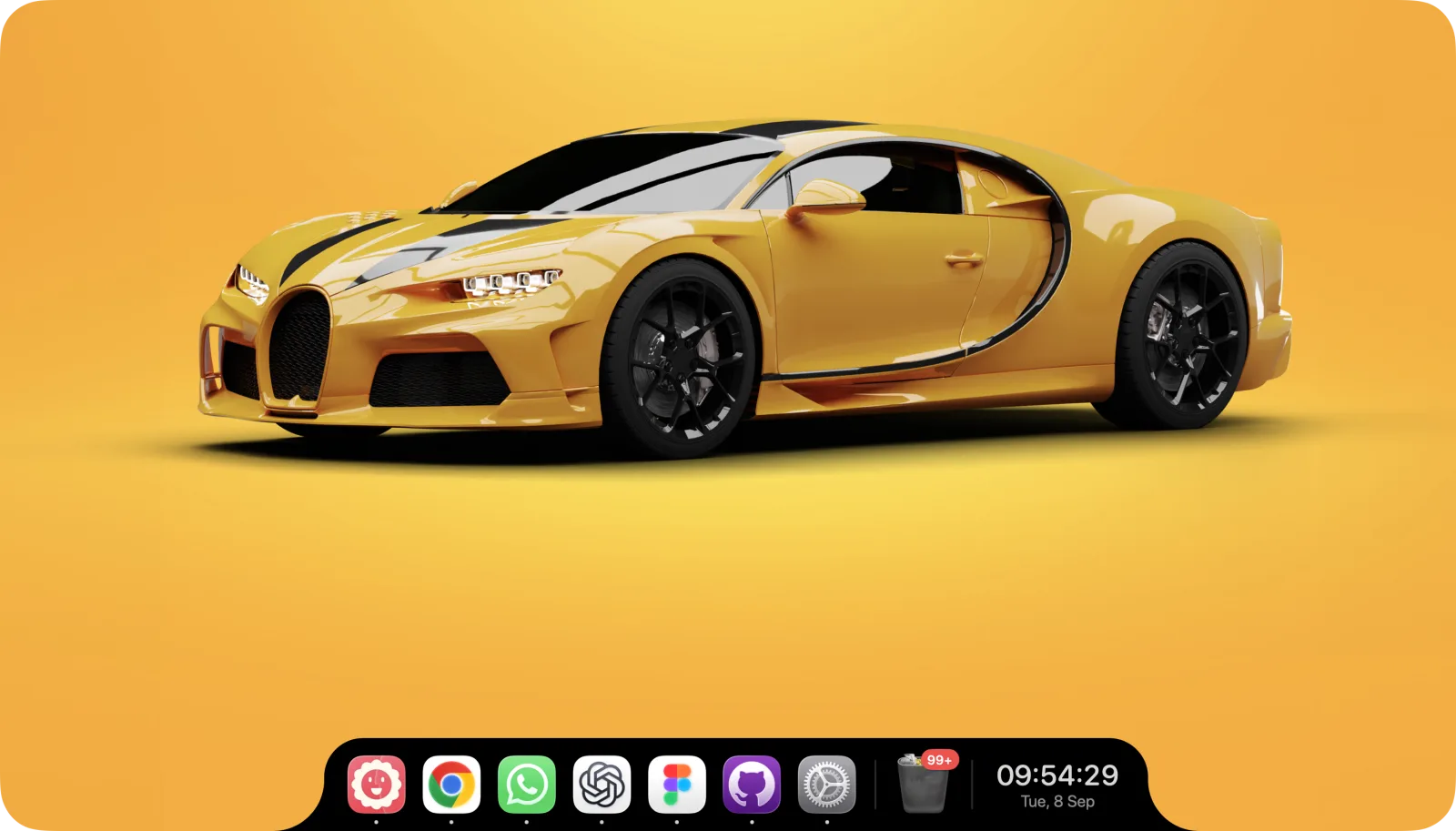 A dock rendered inside the MacBook notch area