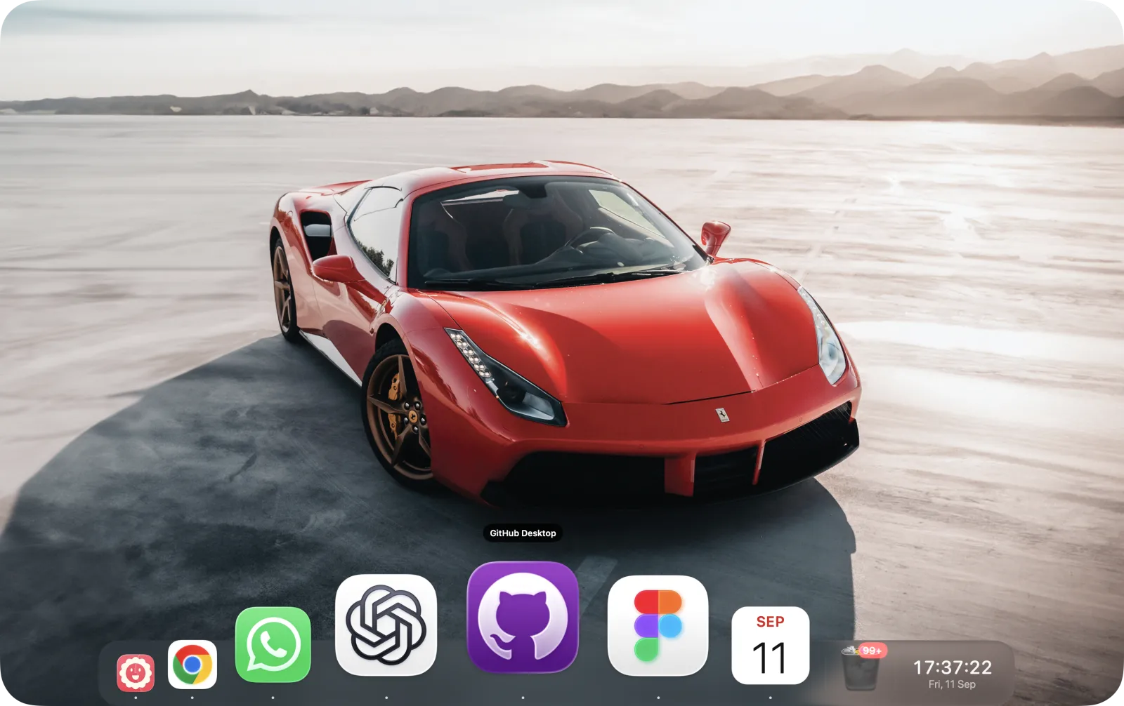 Hover magnification enlarging an icon while neighboring icons spread apart