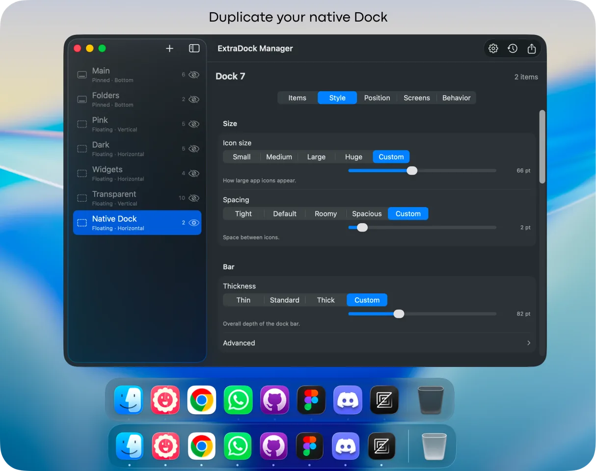 ExtraDock duplicating the native macOS Dock